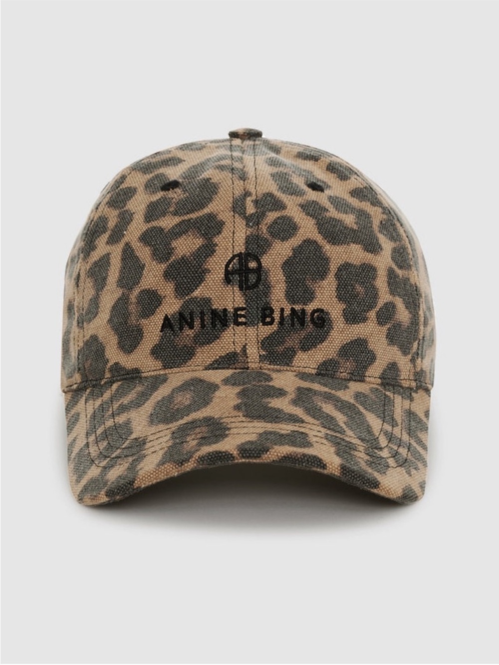 Anine Bing Jeremy Baseball Cap Hat in Black Brown Leopard NWT